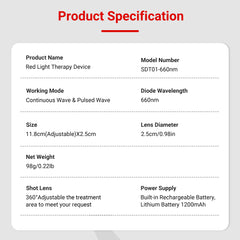 Red Light Therapy Device 660nm for Joint Pain Relief Improving Blood Circulation